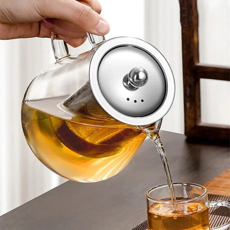 450ml-950ml Heat Resistant Glass Teapot with Stainless Steel Tea Strainer Infuser Flower Kettle Kung Fu Teaware Puer Oolong Pot